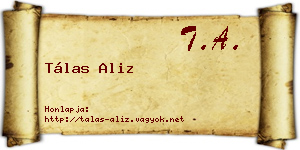 Tálas Aliz névjegykártya